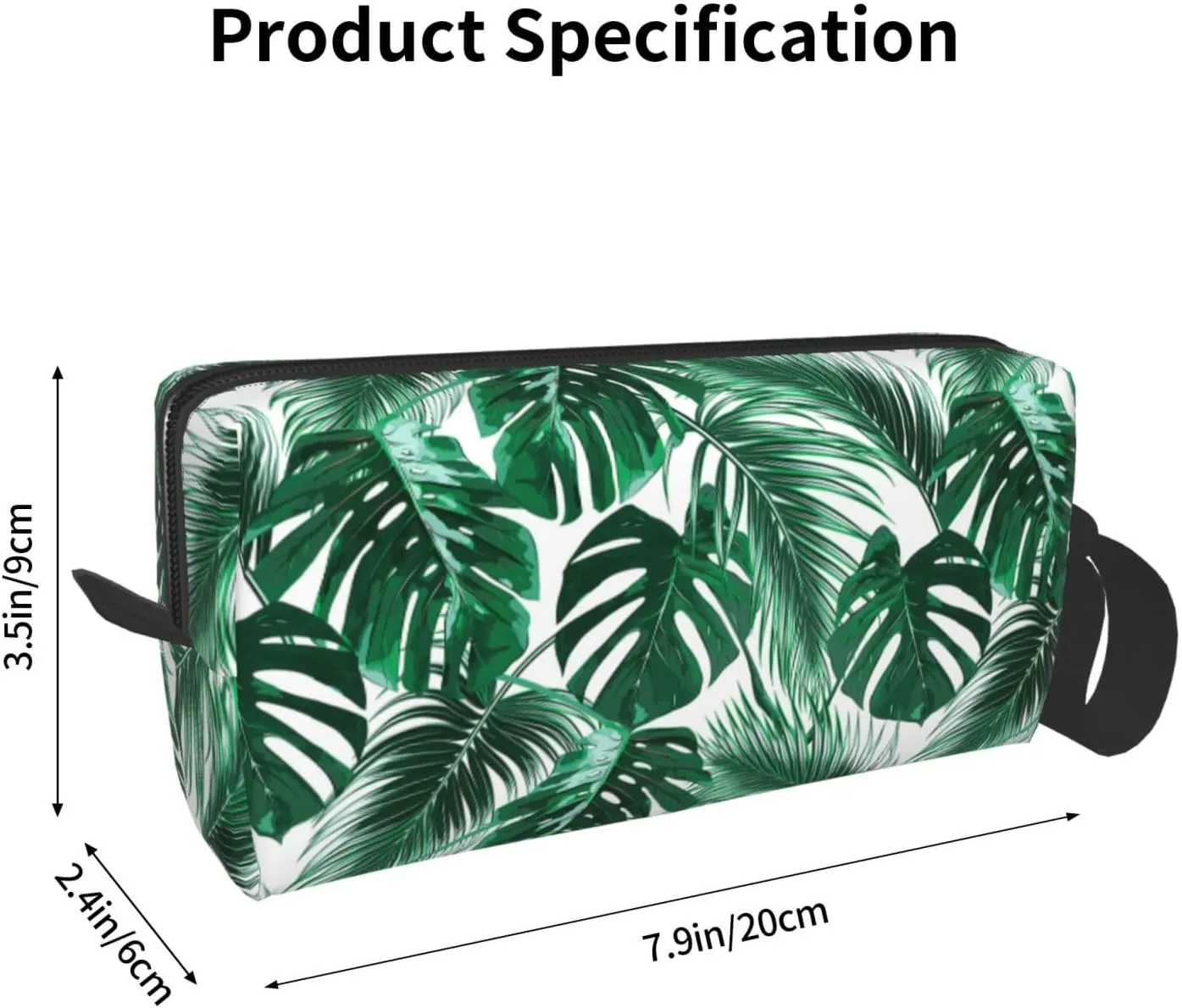 Tropical Monstera & Palm Leaf Makeup Bag Organizer Small Cosmetic Bags Compact Durable Oxford Fabric Multi-Purpose Storage Perfect for Travel, Gym, Daily Use