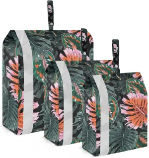 Tropical Palm Leaves Packing Cubes Set of 3, Lightweight Travel Luggage Organizers Foldable Bags for Easy Packing and Organization