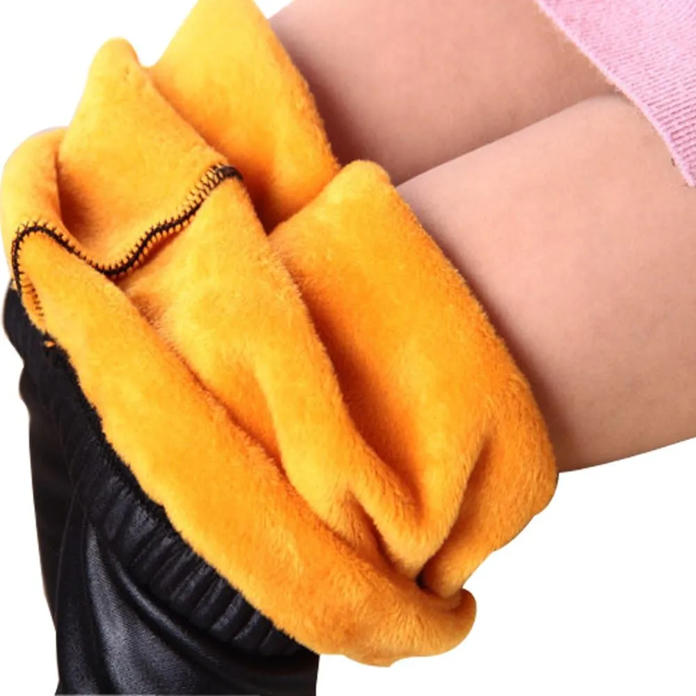 Tulucky Girls Winter Warm Pants Thick Fleece Lined Faux Leather Stretchy Teens Leggings