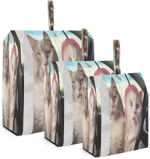 Two Cats in Car Packing Cubes for Travel 3 Set Compression Bags Luggage Organizer Bags for Luggage