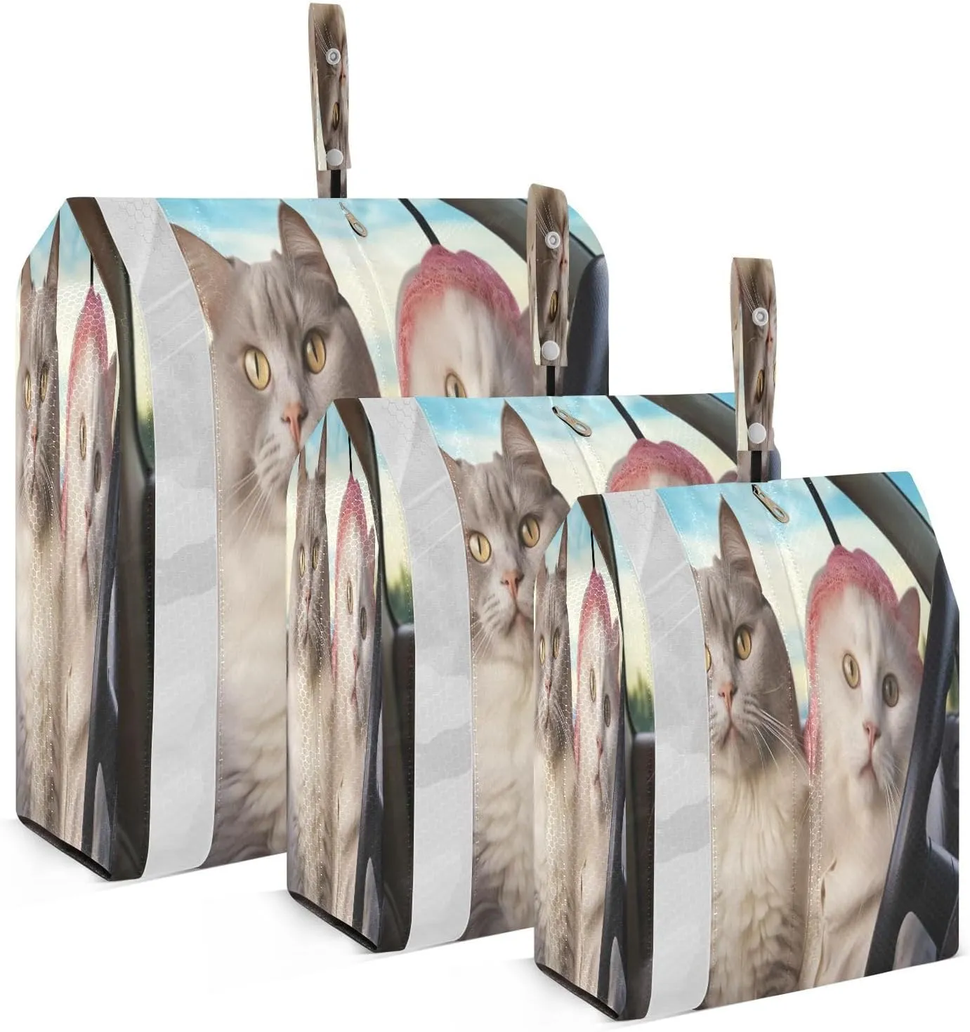 Two Cats in Car Packing Cubes for Travel 3 Set Compression Bags Luggage Organizer Bags for Luggage