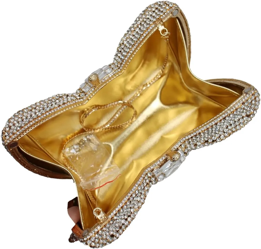 UMREN Womens Elegant Butterfly Rhinestone Evening Bags Luxury Crystal Clutch Wedding Party Cocktail Handbag Purse