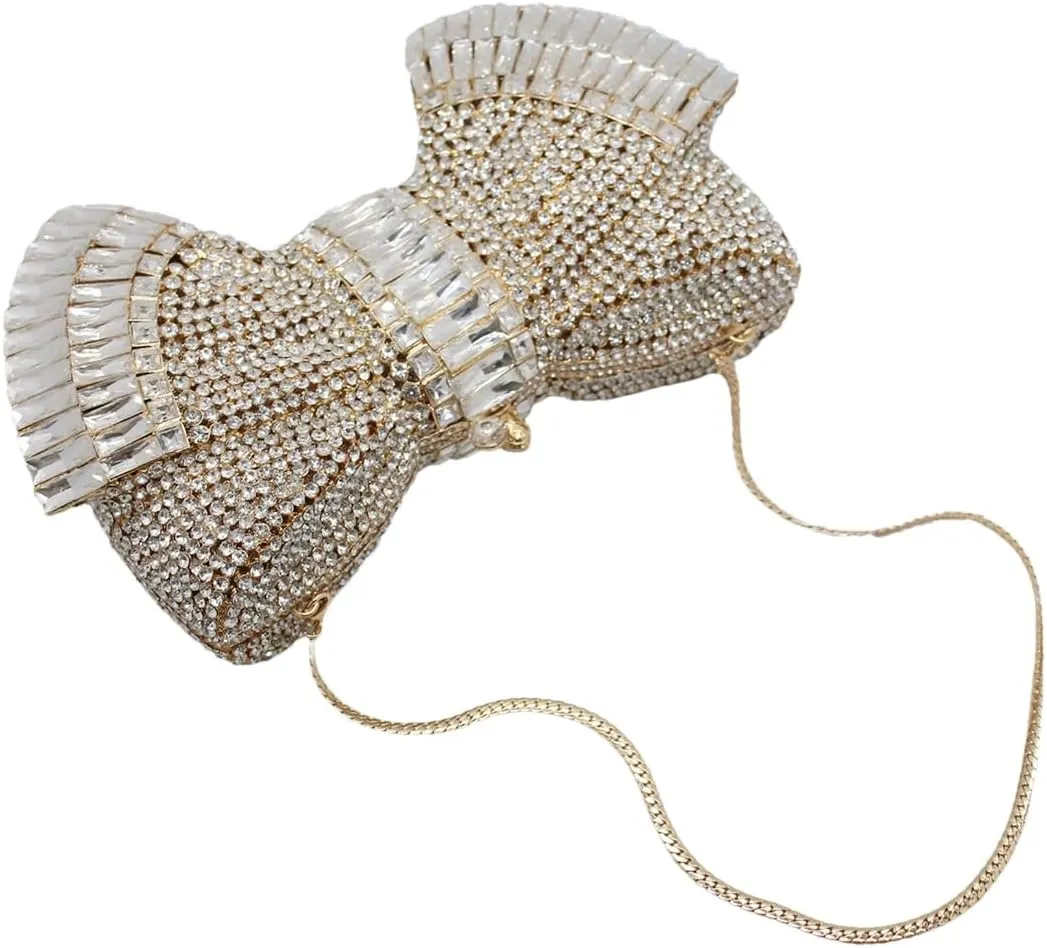 UMREN Womens Elegant Butterfly Rhinestone Evening Bags Luxury Crystal Clutch Wedding Party Cocktail Handbag Purse