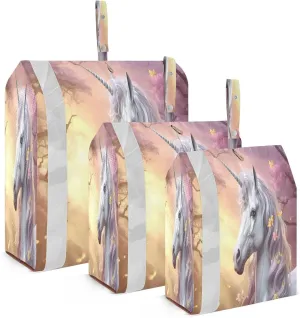 Unicorn Colorful Packing Cubes for Travel 3 Set Compression Packing Bags Suitcase Organizer Bags Set for Travel