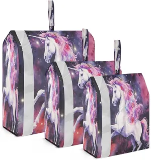 Unicorn Galaxy Packing Cubes for Travel 3 Set Compression Travel Bags Suitcase Organizer Bags Set for Woman Man