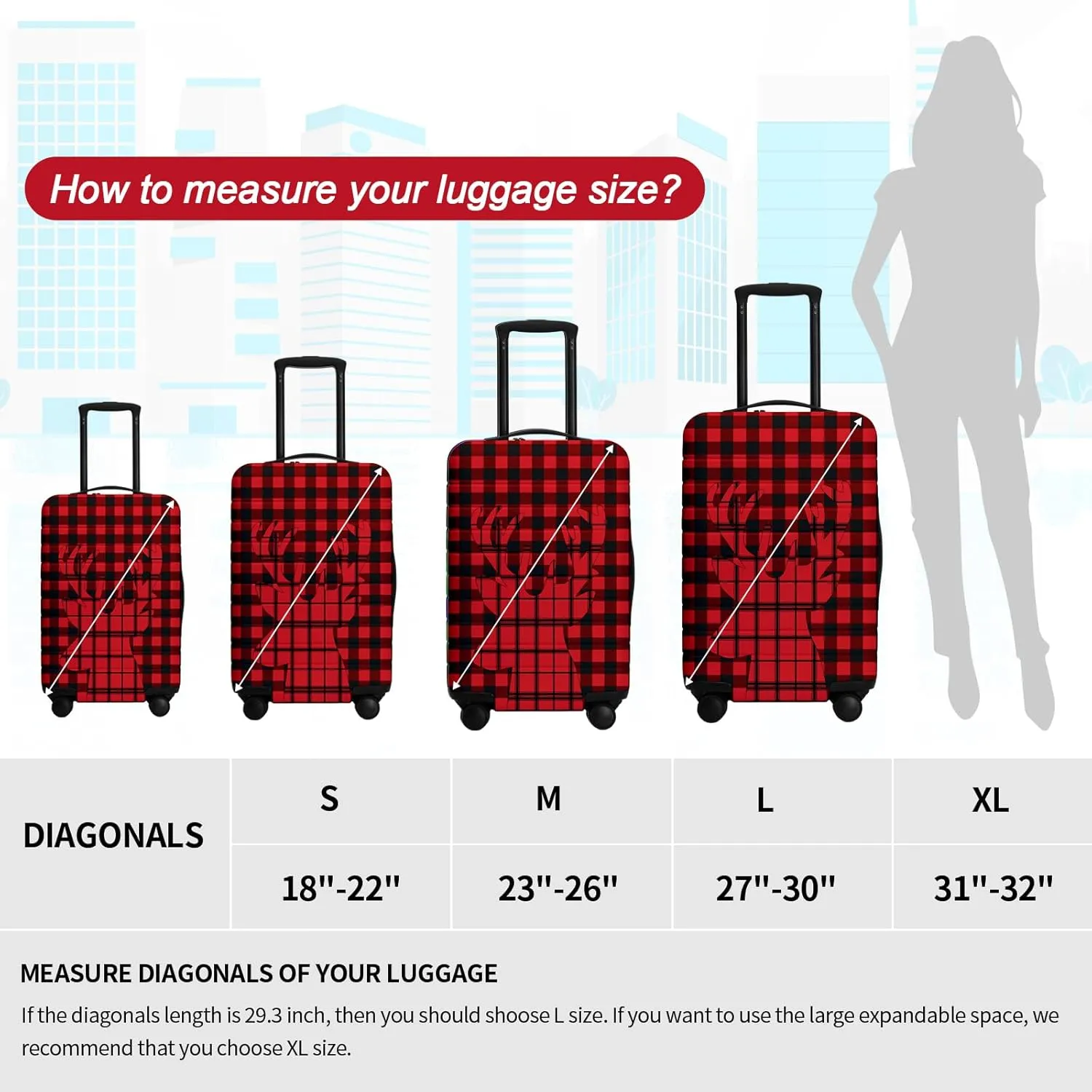 URBEST Luggage Cover Protector Suitcase Anti Scratch Dirt Covers, Fits 23"-26" Luggage Christmas