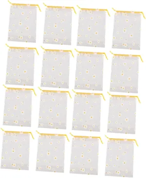 Veemoon 25PCS Transparent Storage Pouch with Daisy Pattern Durable Plastic Packing Bags for Organizing Versatile and Flexible Tie Closure for Easy Use Random Color