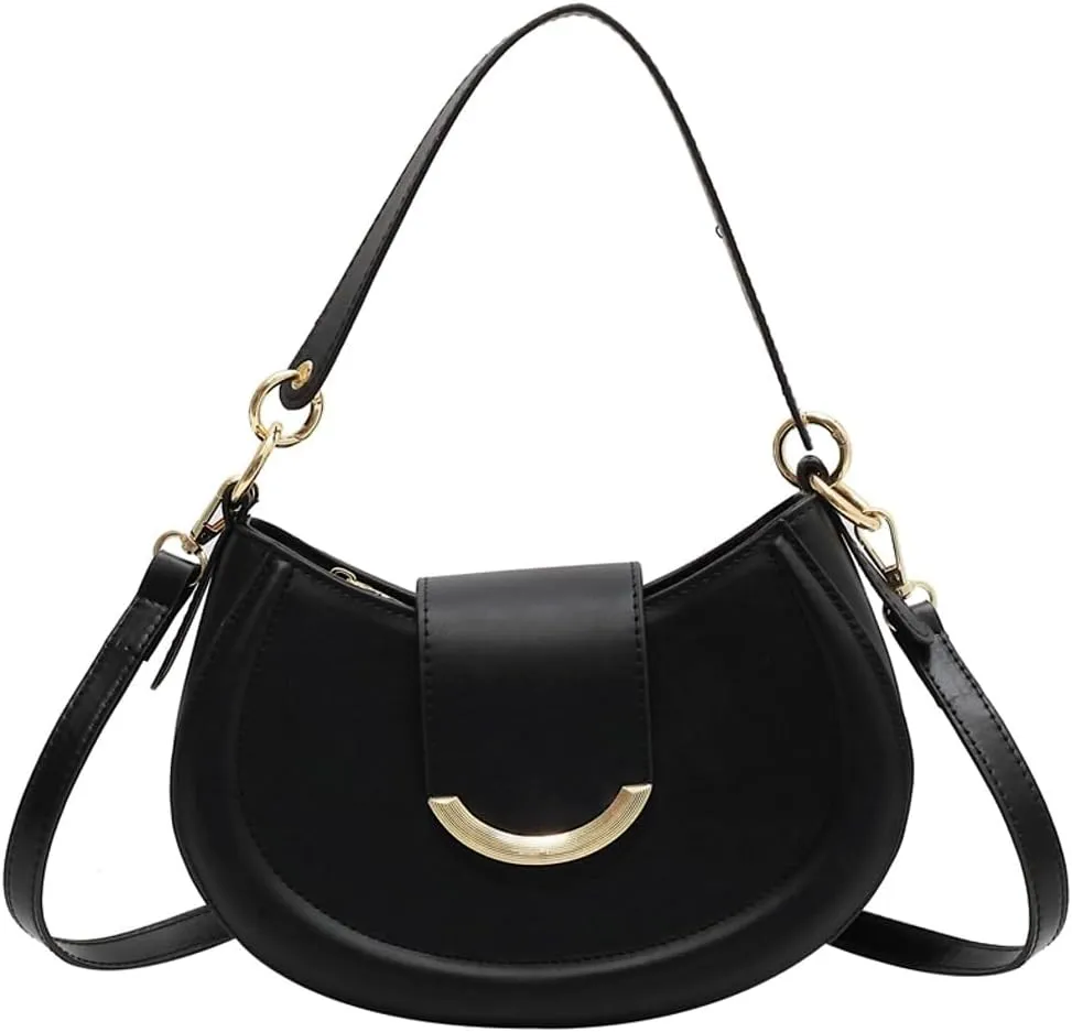 Vegan Leather Shoulder Crossbody Bags for Women Small Tote Bag Elegant Saddle Purse Handbag Top Handle Satchel