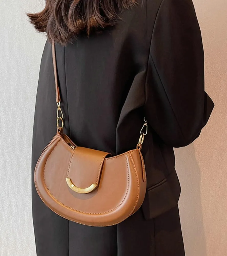 Vegan Leather Shoulder Crossbody Bags for Women Small Tote Bag Elegant Saddle Purse Handbag Top Handle Satchel