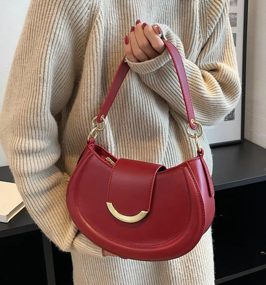 Vegan Leather Shoulder Crossbody Bags for Women Small Tote Bag Elegant Saddle Purse Handbag Top Handle Satchel