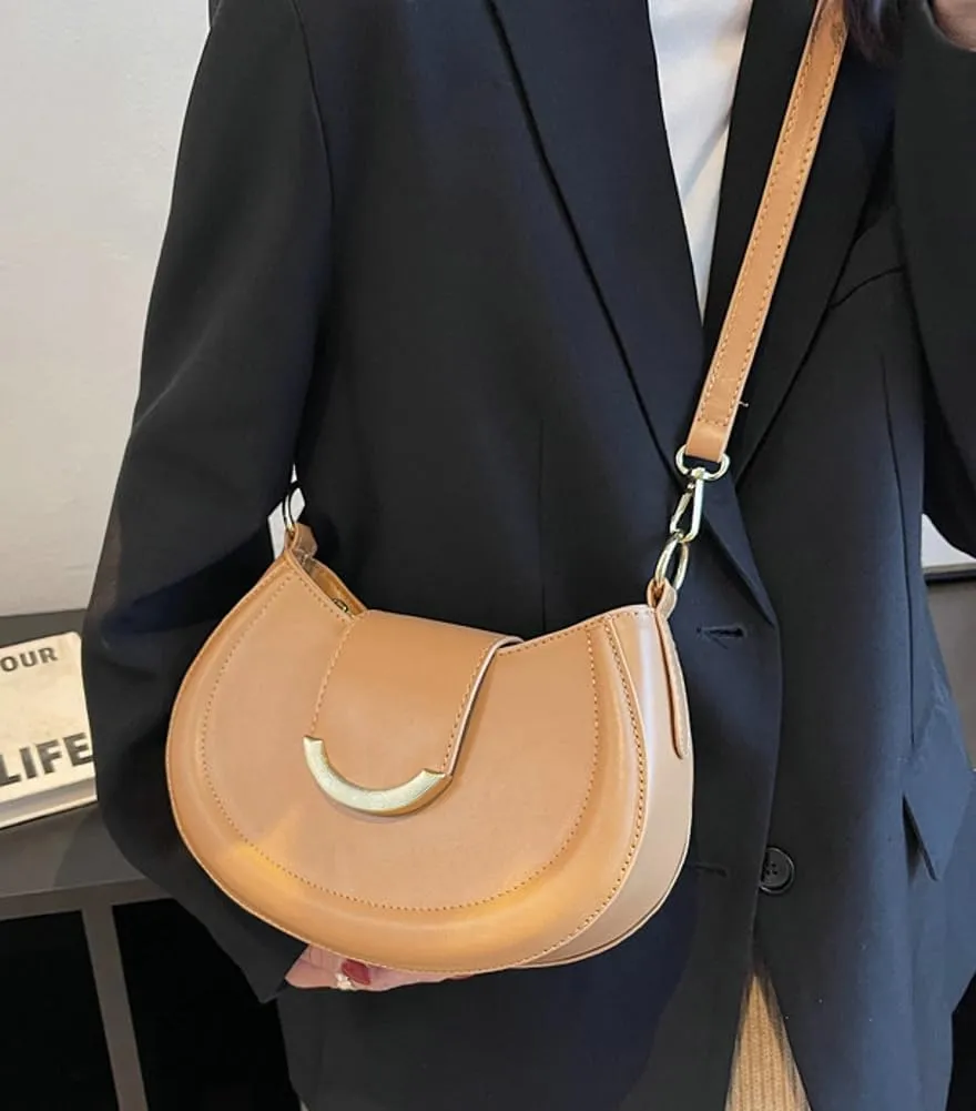 Vegan Leather Shoulder Crossbody Bags for Women Small Tote Bag Elegant Saddle Purse Handbag Top Handle Satchel
