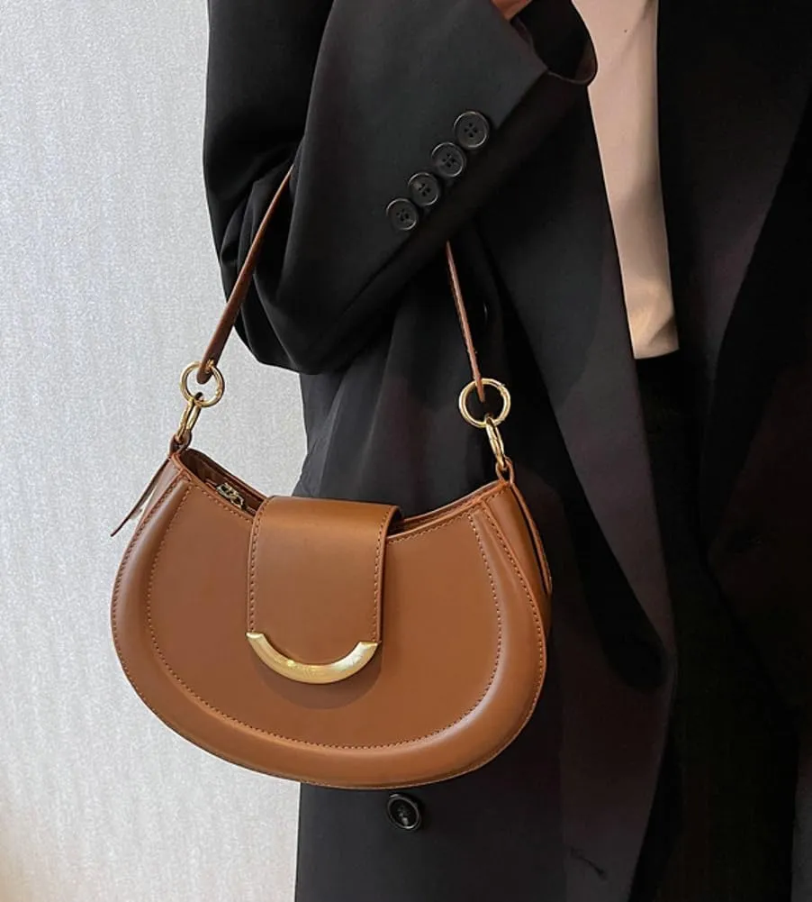 Vegan Leather Shoulder Crossbody Bags for Women Small Tote Bag Elegant Saddle Purse Handbag Top Handle Satchel