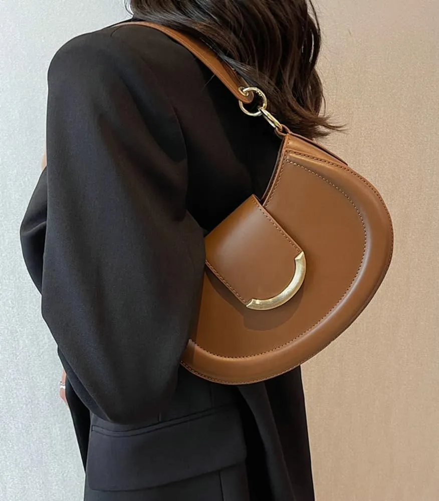 Vegan Leather Shoulder Crossbody Bags for Women Small Tote Bag Elegant Saddle Purse Handbag Top Handle Satchel