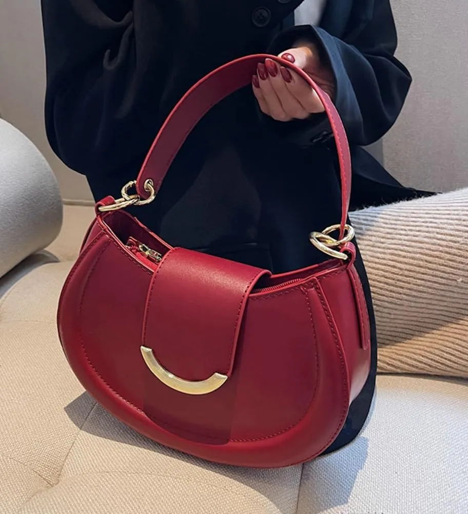 Vegan Leather Shoulder Crossbody Bags for Women Small Tote Bag Elegant Saddle Purse Handbag Top Handle Satchel