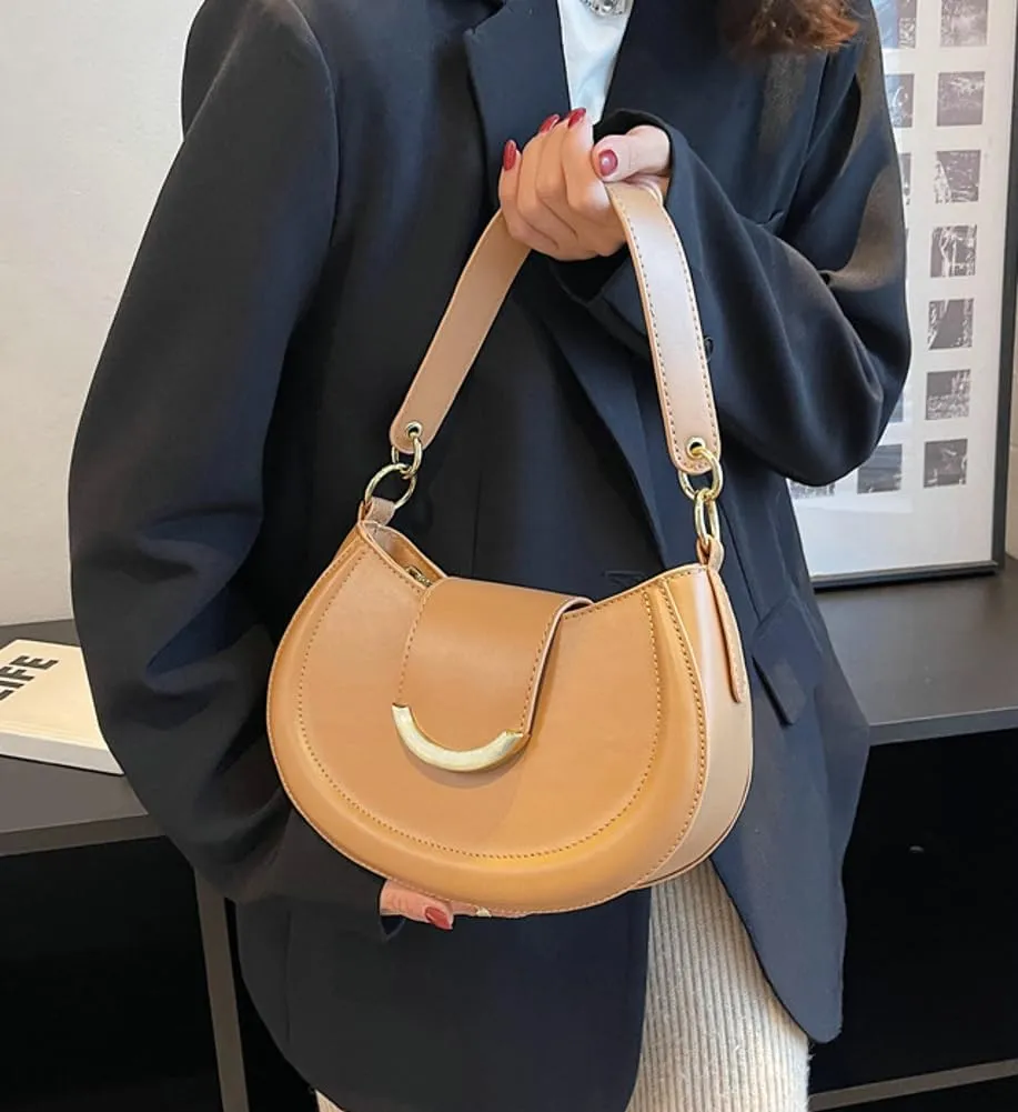 Vegan Leather Shoulder Crossbody Bags for Women Small Tote Bag Elegant Saddle Purse Handbag Top Handle Satchel