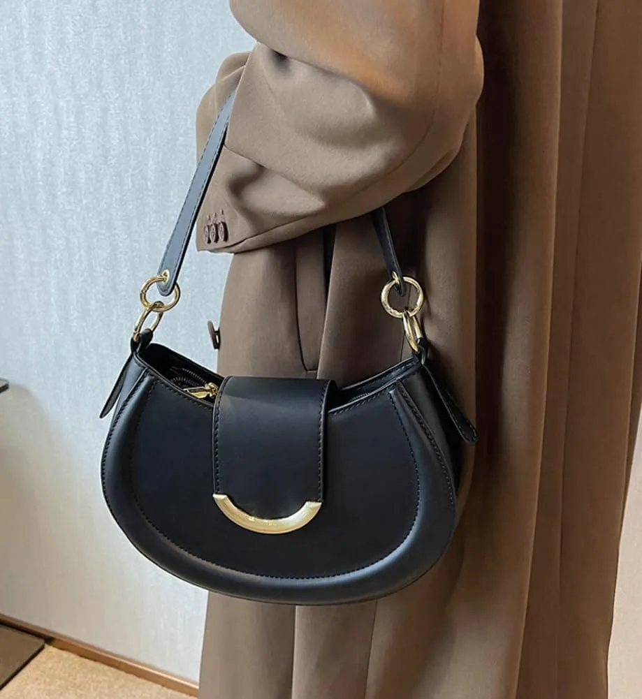 Vegan Leather Shoulder Crossbody Bags for Women Small Tote Bag Elegant Saddle Purse Handbag Top Handle Satchel