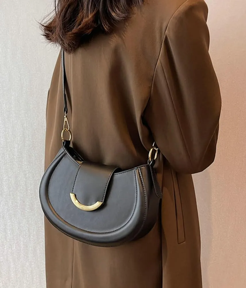 Vegan Leather Shoulder Crossbody Bags for Women Small Tote Bag Elegant Saddle Purse Handbag Top Handle Satchel