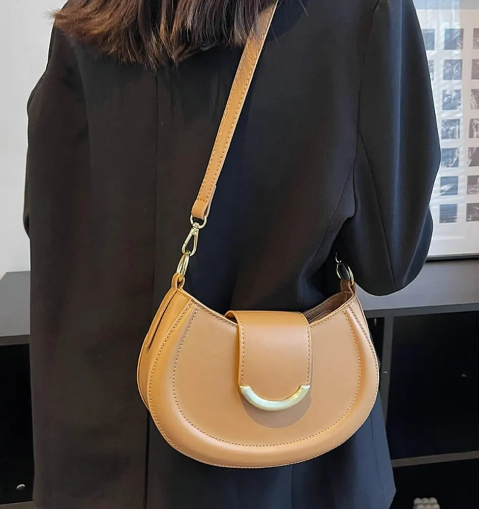 Vegan Leather Shoulder Crossbody Bags for Women Small Tote Bag Elegant Saddle Purse Handbag Top Handle Satchel