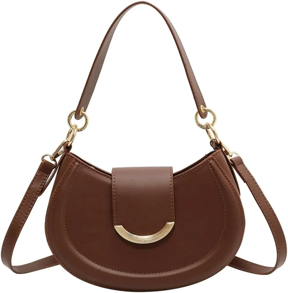 Vegan Leather Shoulder Crossbody Bags for Women Small Tote Bag Elegant Saddle Purse Handbag Top Handle Satchel