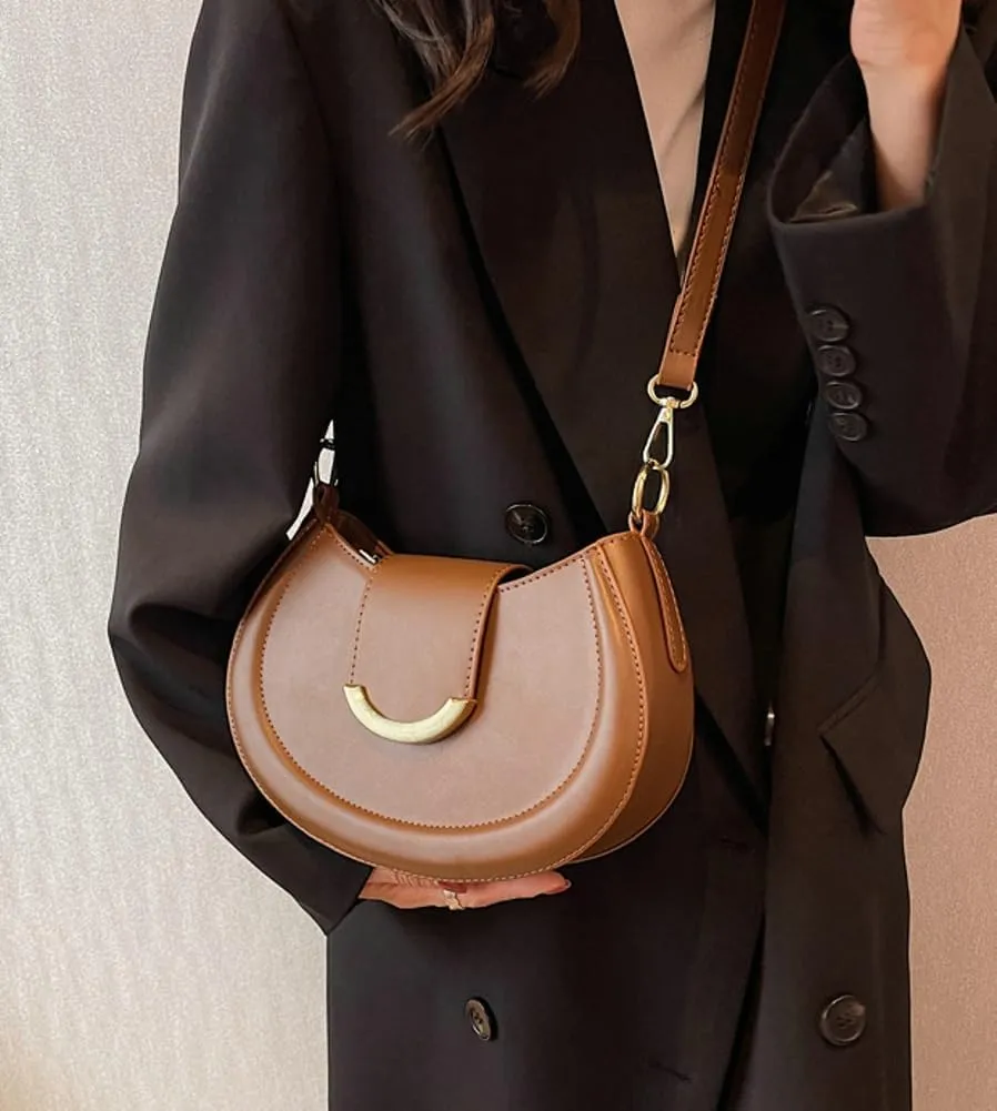 Vegan Leather Shoulder Crossbody Bags for Women Small Tote Bag Elegant Saddle Purse Handbag Top Handle Satchel