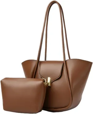 Vintage Bucket Bags for Women Elegant Shoulder Bag with a Small Purse Large Commuter Tote Soft Leather Hobo Bags for Women