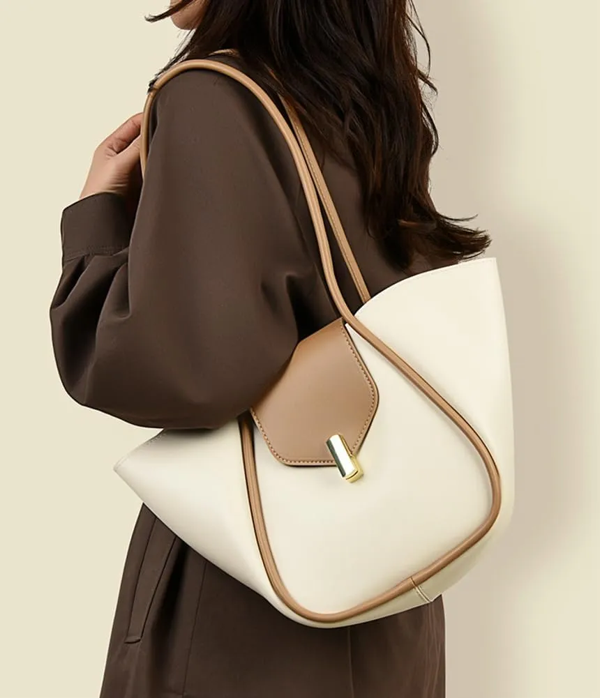 Vintage Bucket Bags for Women Elegant Shoulder Bag with a Small Purse Large Commuter Tote Soft Leather Hobo Bags for Women