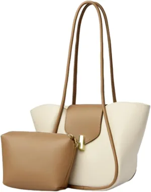 Vintage Bucket Bags for Women Elegant Shoulder Bag with a Small Purse Large Commuter Tote Soft Leather Hobo Bags for Women