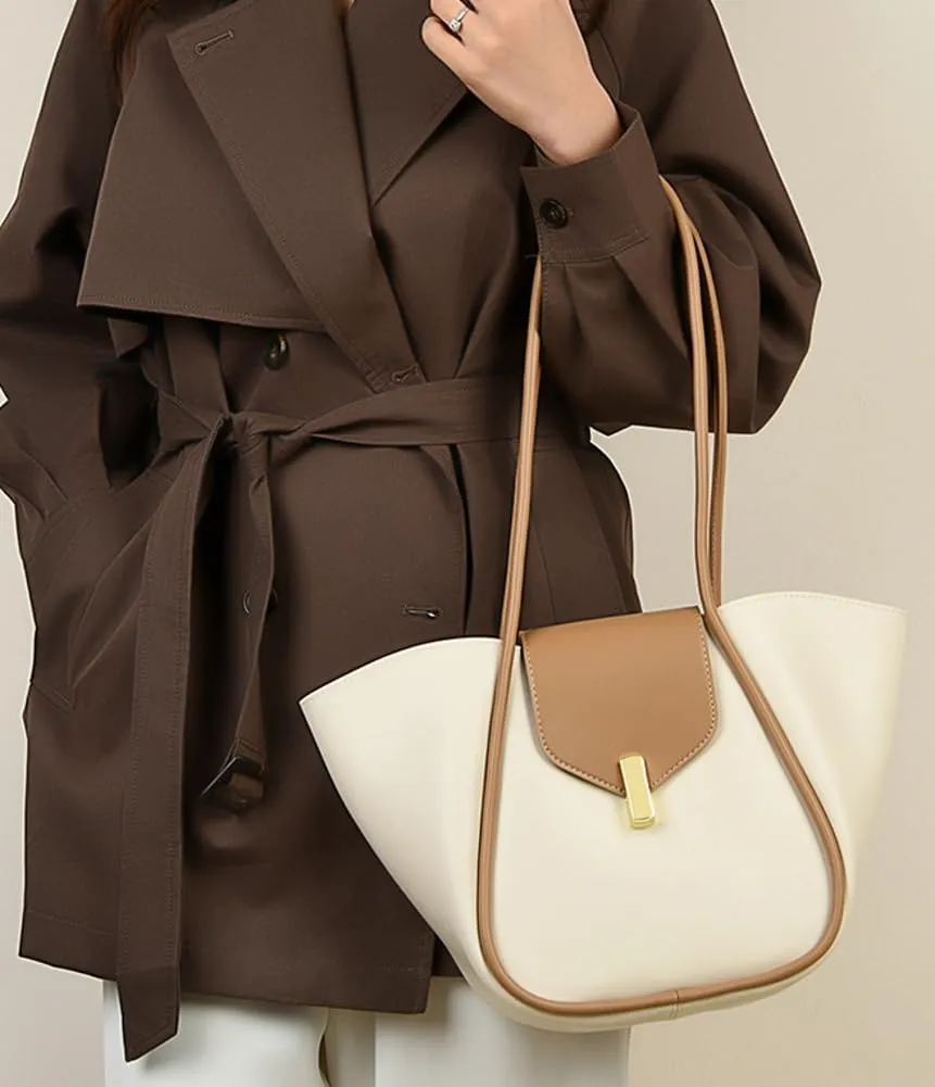Vintage Bucket Bags for Women Elegant Shoulder Bag with a Small Purse Large Commuter Tote Soft Leather Hobo Bags for Women
