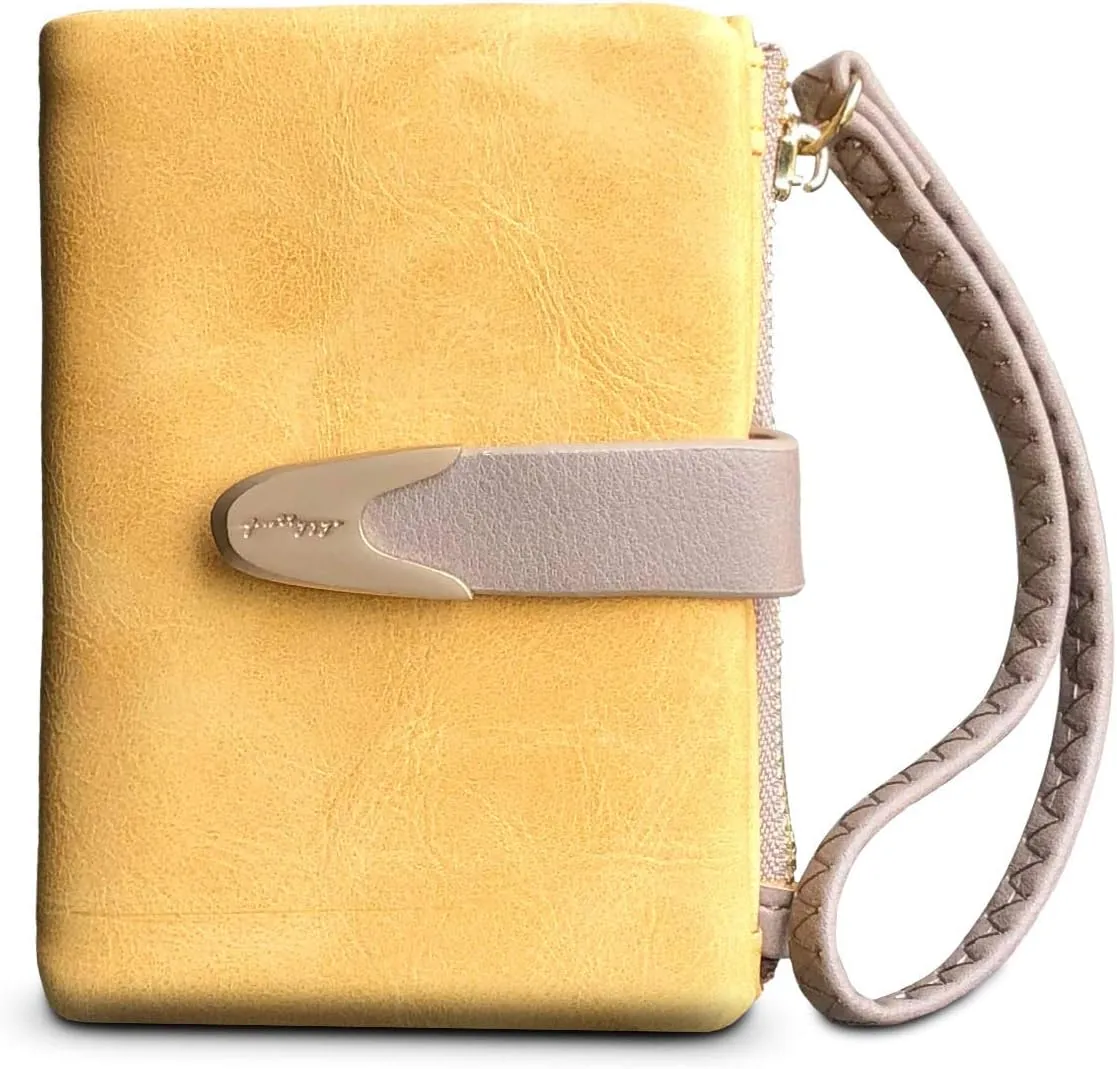 Wallets for Women Rfid Small Compact Bifold short Wallet,Ladies Wristlet Zipper Coin Purse