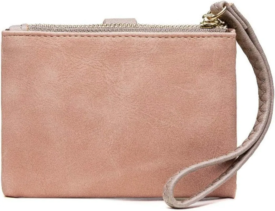 Wallets for Women Rfid Small Compact Bifold short Wallet,Ladies Wristlet Zipper Coin Purse