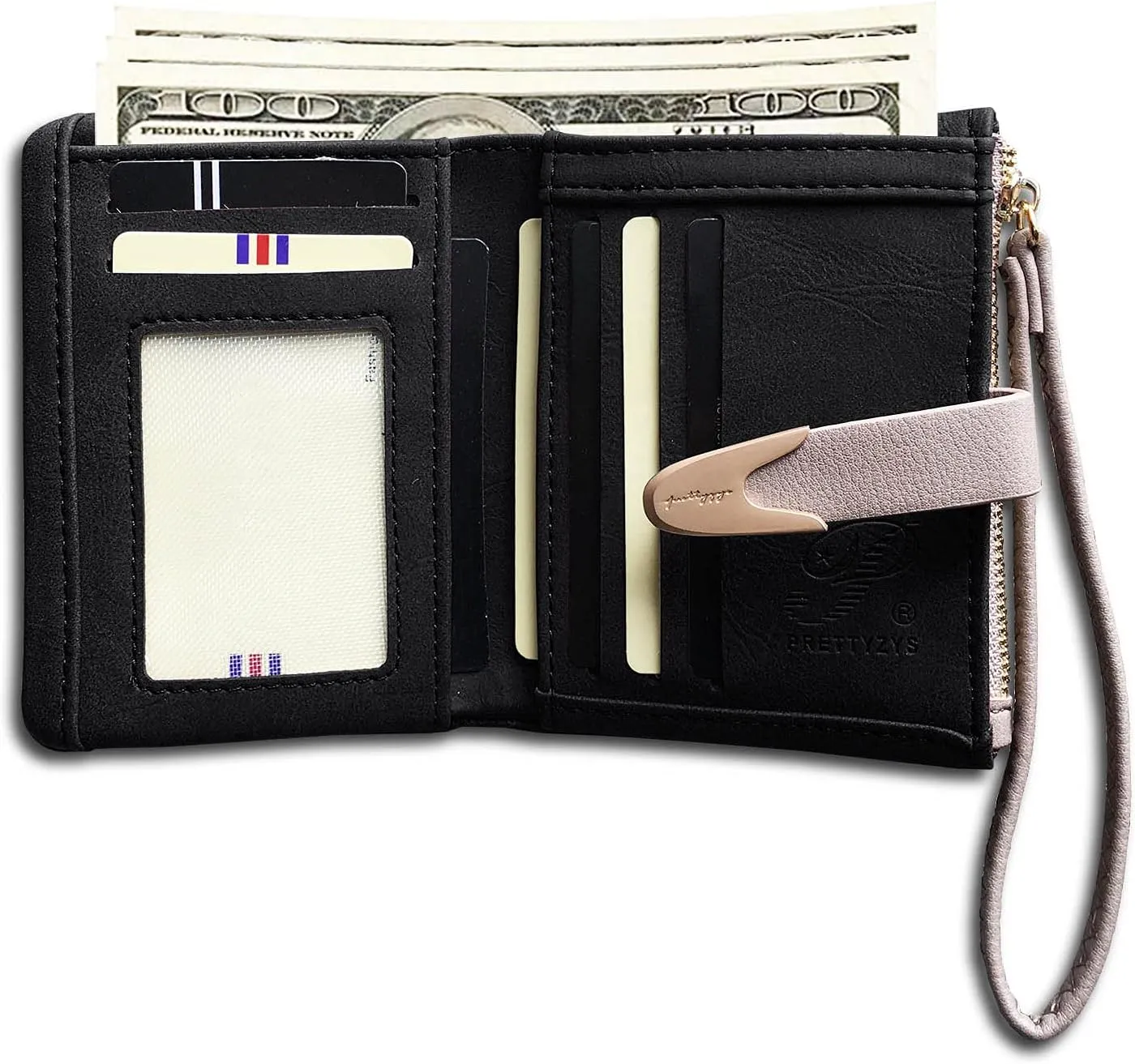 Wallets for Women Rfid Small Compact Bifold short Wallet,Ladies Wristlet Zipper Coin Purse