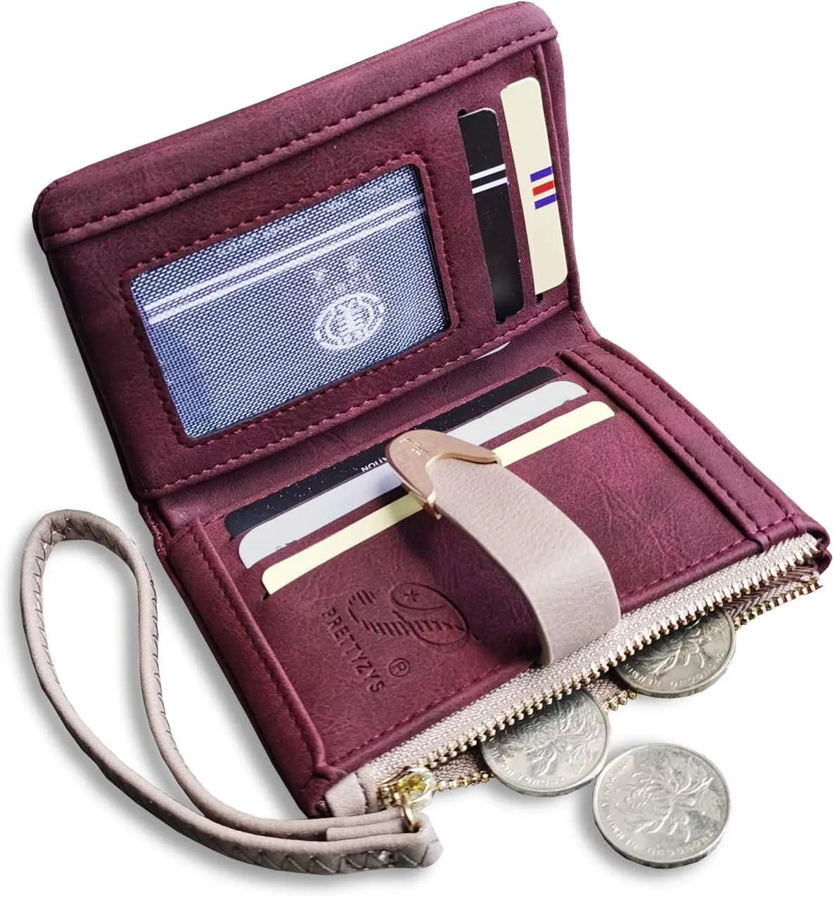 Wallets for Women Rfid Small Compact Bifold short Wallet,Ladies Wristlet Zipper Coin Purse