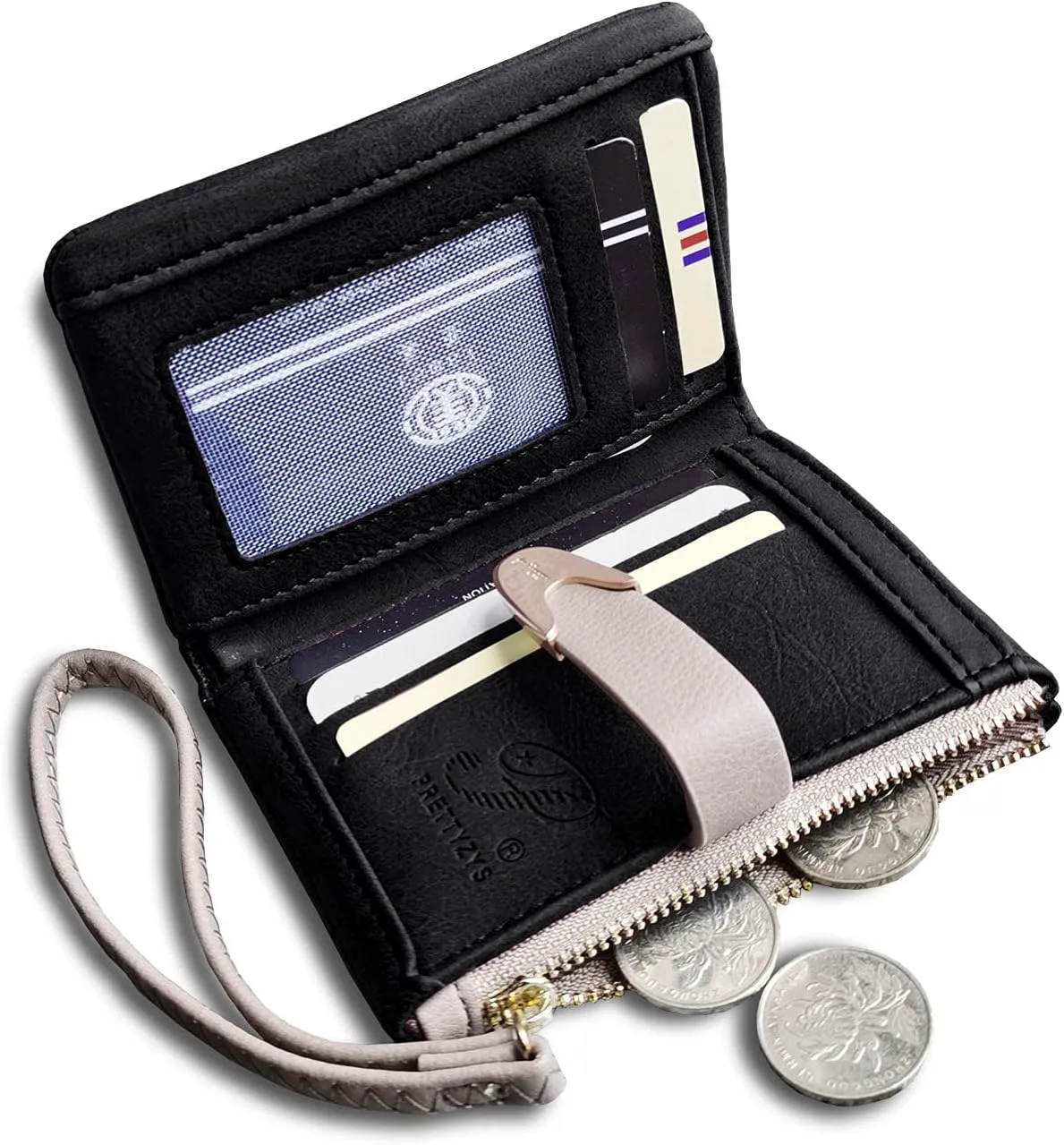 Wallets for Women Rfid Small Compact Bifold short Wallet,Ladies Wristlet Zipper Coin Purse