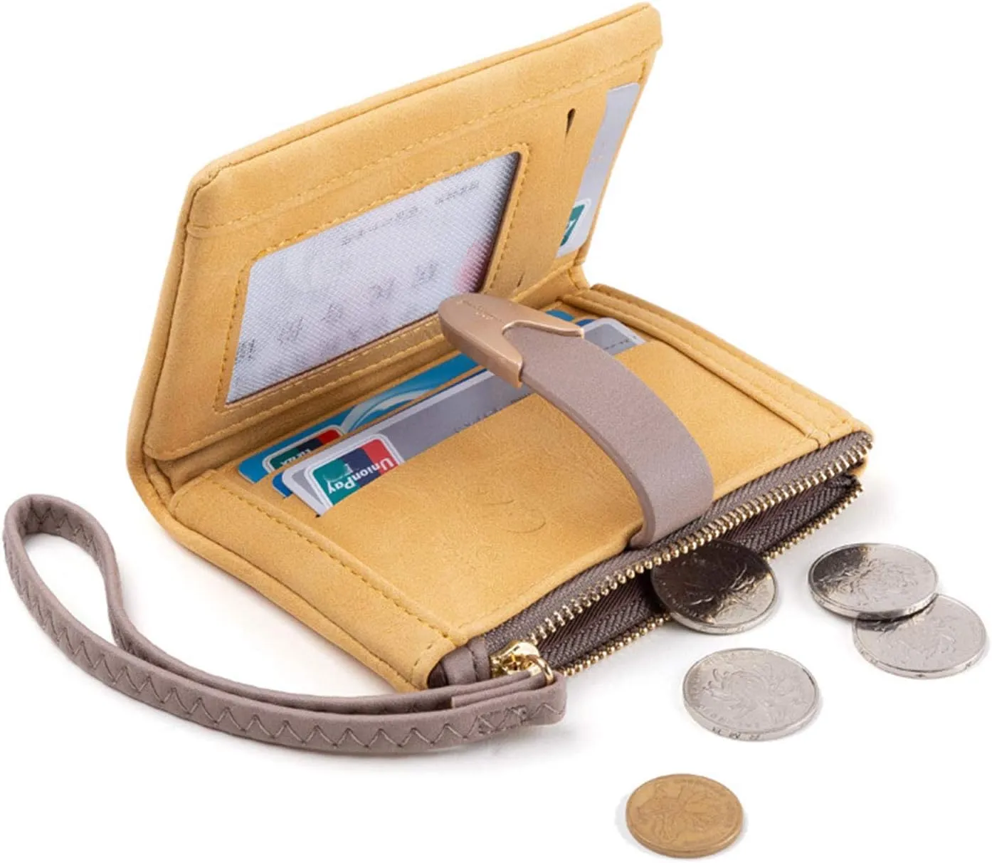 Wallets for Women Rfid Small Compact Bifold short Wallet,Ladies Wristlet Zipper Coin Purse