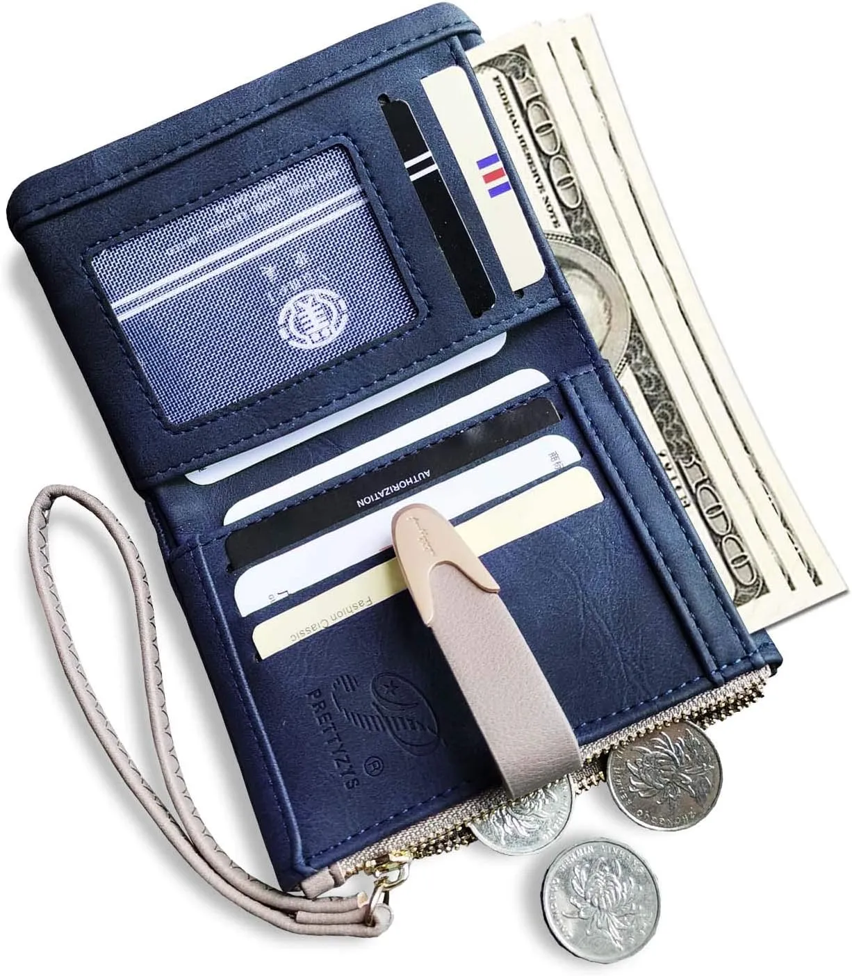 Wallets for Women Rfid Small Compact Bifold short Wallet,Ladies Wristlet Zipper Coin Purse