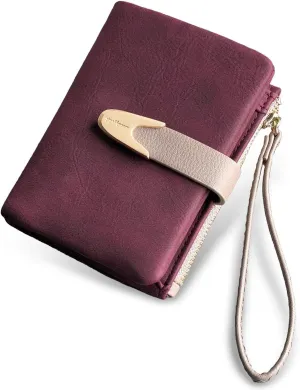 Wallets for Women Rfid Small Compact Bifold short Wallet,Ladies Wristlet Zipper Coin Purse