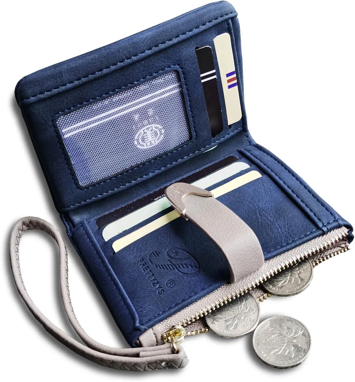Wallets for Women Rfid Small Compact Bifold short Wallet,Ladies Wristlet Zipper Coin Purse