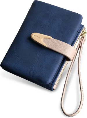 Wallets for Women Rfid Small Compact Bifold short Wallet,Ladies Wristlet Zipper Coin Purse