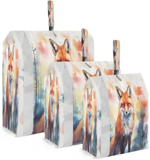 Watercolor Fox Packing Cubes for Travel 3 Set Travel Compression Bags Luggage Bags Organizer for Travel Essentials