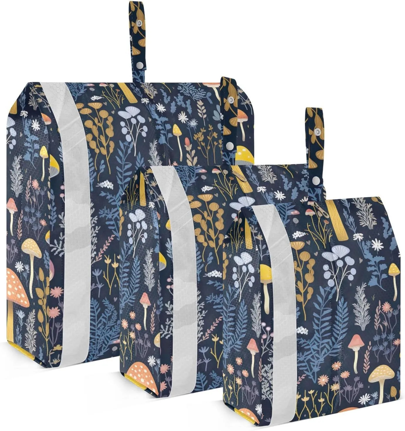 Watercolor Mushrooms Leaves Packing Cubes for Travel 3 Set Compression Packing Bags Luggage Organizer Bags for Suitcase