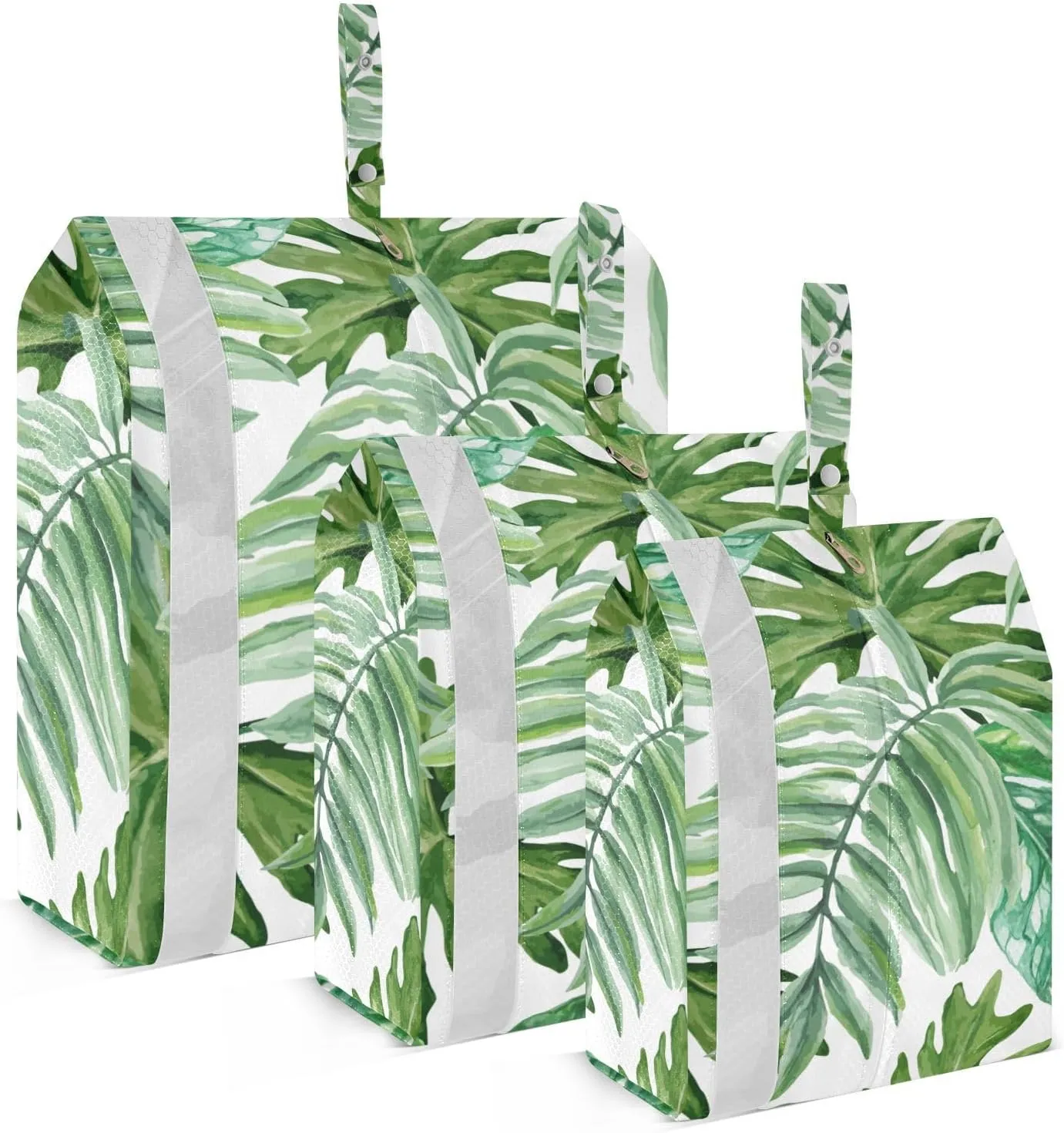 Watercolor Palm Leaf Packing Cubes Set of 3, Lightweight Travel Luggage Organizers Foldable Bags for Easy Packing and Organization