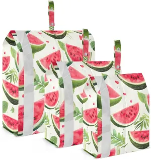 Watermelon Leaves Packing Cubes for Travel 3 Set Compression Travel Bags Luggage Organizer Bags for Woman Man