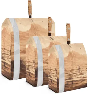 Western Desert Cowboys Packing Cubes Set of 3, Lightweight Travel Luggage Organizers Foldable Bags for Easy Packing and Organization