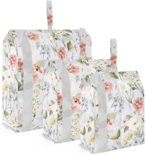White Flowers Watercolor Packing Cubes for Travel 3 Set Compression Packing Bags Luggage Bags for Carry On