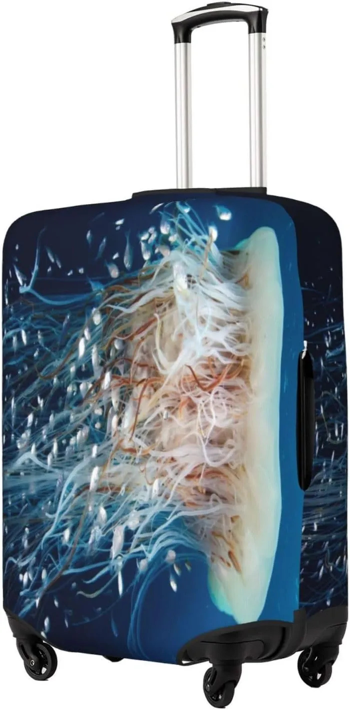White Jellyfish Dansing In The Ocean Luggage Cover,Washable Suitcase Covers Fashion Luggage Covers,Anti-Scratch Suitcase Protector Cover