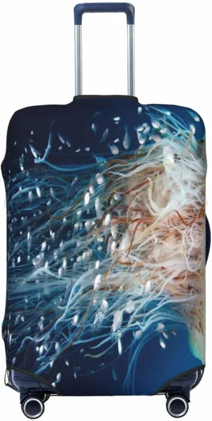 White Jellyfish Dansing In The Ocean Luggage Cover,Washable Suitcase Covers Fashion Luggage Covers,Anti-Scratch Suitcase Protector Cover