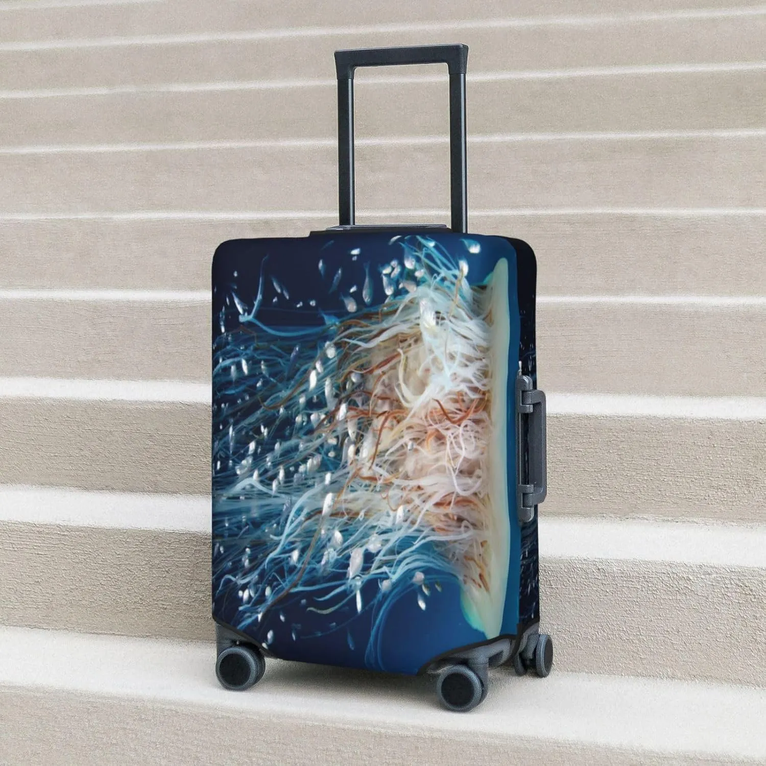 White Jellyfish Dansing In The Ocean Luggage Cover,Washable Suitcase Covers Fashion Luggage Covers,Anti-Scratch Suitcase Protector Cover