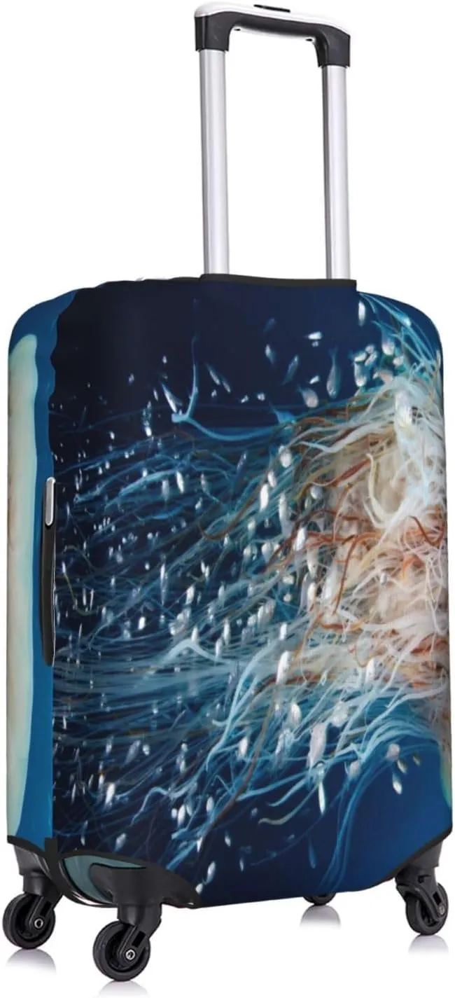 White Jellyfish Dansing In The Ocean Luggage Cover,Washable Suitcase Covers Fashion Luggage Covers,Anti-Scratch Suitcase Protector Cover