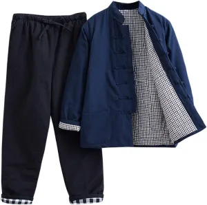 Winter Tai Chi Uniform Men Cotton Padded Tang Suit Jacket Warm Coat Thicken Chinese Long Sleeve Pants