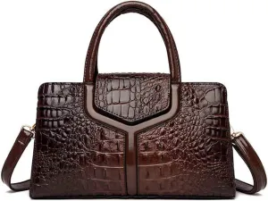 Women Elegant Purses and Handbags Crocodile Pattern Top Handle Satchel PU Leather Crossbody Shoulder Bags